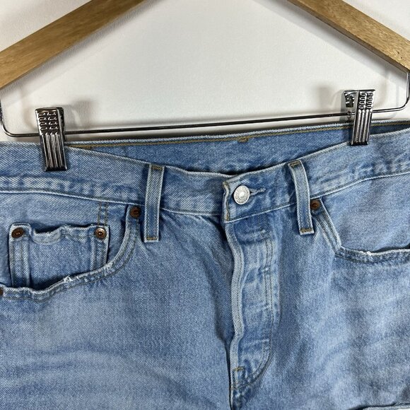 Levi's Denim Shorts Women's Sz 29 Blue 501 Button Fly Cutoff Cotton Boho Beach - Picture 2 of 10